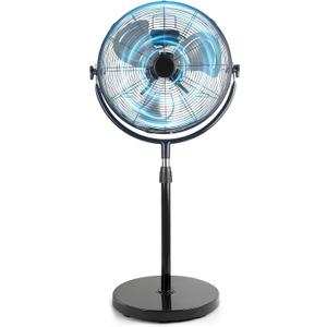 18 Inch High Velocity Pedestal Fan, Heavy Duty Industrial Standing Fan with 3-Speed & Adjustable Height (47.1"-55.1"), Metal Fan for Bedroom, Patio, Workshop & Indoor Air Circulation