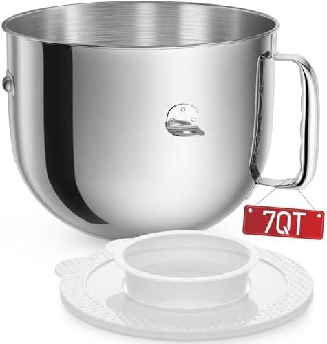 KitchenAid 7 Qt Bowl-lift Mixer - Stainless Bowl, Compatible with KSM70SKXXBK, Polished Steel with Extra Lid