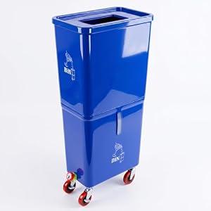 Beverage Bin Blue Commercial with Wheels – Dual Compartment for Liquid Waste & Garnish Disposal – HDPE Drink Dump Station for Bars, Restaurants & Events