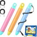 Kid-Friendly Stylus Pen with Tethers for Touch Screens, 3 Pack Kids Tablet Stylus for iPad, iPhone, Fire Tablet, Fire Kids, Samsung Tablets and All Touch Screen Devices, Safe Stylus Pen for Kids
