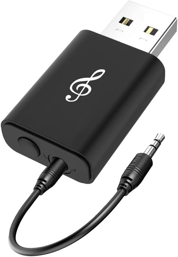 USB Bluetooth Transmitter Receiver,2-in-1 Mini Wireless Audio Adapter,3.5mm Bluetooth AUX Adapter for TV/PC/Headphones/Speakers/Car/Home Stereo System, Portable Wireless Receiver,Plug and Play