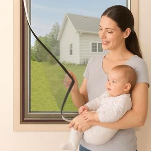 Byonder Magnetic Window Screen - Easy Install, Reusable & Durable Mesh, Perfect Fit for Most Windows - White Frame with Fiberglass Mesh, Up to Fits 72''x48''