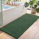 DEXI Chenille Bathroom Runner Rugs 60x24, Bath Mat Non Slip Washable, Green