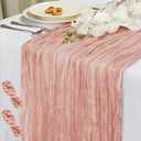 2 x 2 PCS Dusty Pink Table Runner,Rustic Boho Cheesecloth Table Runner,35x120 Inches Runners for Tables, Pefect for Mothers Day Wedding Baby Shower Birthday Party Home Decorations