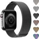 2 x Magnetic Loop Band Compatible with Apple Watch S9/8/7/6/5/4/3 38/40/41/42/44/45/49mm, Ultra 1/2 49MM, Classy Stainless Steel Metal Mesh Strap fit iWatch SE, Women Men