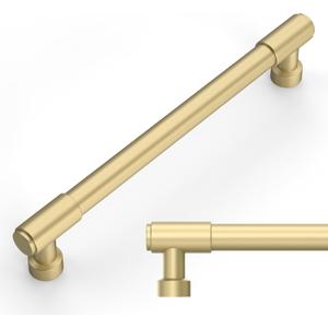 Amerdeco 10 Pack Brushed Gold Cabinet Pulls 6.3 Inch(160mm) Hole Center Drawer Pulls Cabinet Hardware Kitchen Cabinet Handles for Bathroom ZH0075