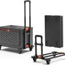 2 in 1 Folding Hand Truck Dolly Cart with Basket Collapsible Portable Hand Truck 330LBS Capacity, Telescoping Handle, Moving Dolly Cart Lightweight & Compact for Easy Transport & Storage, Black
