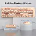 MOFII Wireless Keyboard and Mouse Combo, Milk Tea Colorful Round Key Typewriter Keyboards, 2.4G Full Size Keyboard and Cute Wireless Mice, USB Receiver Plug and Play, for Laptop, PC, Windows