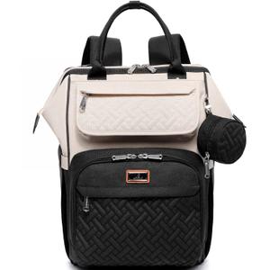 BabbleRoo Diaper Bag Backpack, Multifunction Nappy Changing Bag with Changing Pad, Stroller Straps & Pacifier Case, Unisex Stylish Travel Back Pack for Moms & Dads  Apricot & Black
