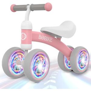 Baby Balance Bike Toys for 12-36 Months Kids Toy Boy and Girls Gifts Toddler Best First Birthday Gift Children Walker No Pedal Infant 4 Wheels Bicycle (Colorful, Pink-Light)