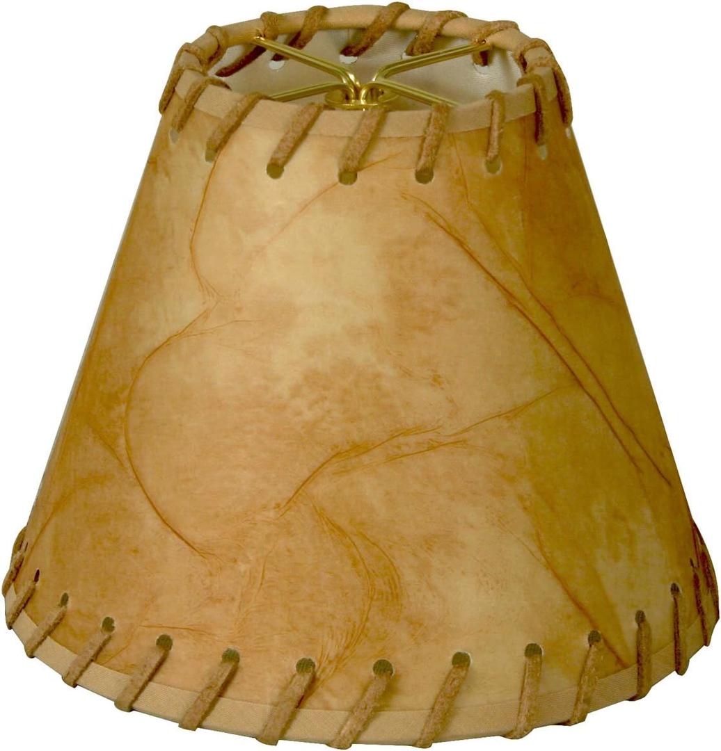 Royal Designs, Inc. Round Faux 2 Tone Leather Chandelier Basic Shade CS-973-6, Medium Brown, 3 x 6 x 5