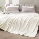 BEDELITE Fleece Blankets Queen Size Cream Throw Blankets for Bed, Luxury Plush Cozy Fuzzy Blanket 90x90 inches, Super Soft Warm Lightweight Throw Blanket All Seasons Suitable