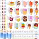 JellyArch 20 Set Ice Cream DIY Painting Kit Ceramic to Paint Your Own Ice Cream Statues Unpainted Plaster Figurines Brushes Acrylic Paints Bags Party Favor for Adults