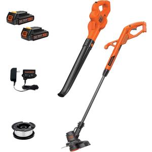 BLACK+DECKER 20V MAX Weed Eater, Edger and Sweeper Combo, Includes 2 Batteries and Charger, Cordless Electric Weed Wacker and 130 Mph Hard Surface Leaf Blower, 10 in. (LCC222)