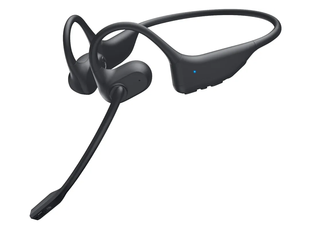 Open Ear Headphones with Mic, Bluetooth Headset with Microphone, Dual Connect Bluetooth 5.3 with AI Noise Cancelling Mic & Mute Function, Wireless Headset for Work, Sports, Drive