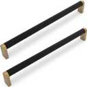 6 Pack Matte Black and Champagne Bronze Cabinet Pulls knurled 10 Inch Hole Centers Kitchen Cabinet Handles Drawer Pulls Cabinet Hardware