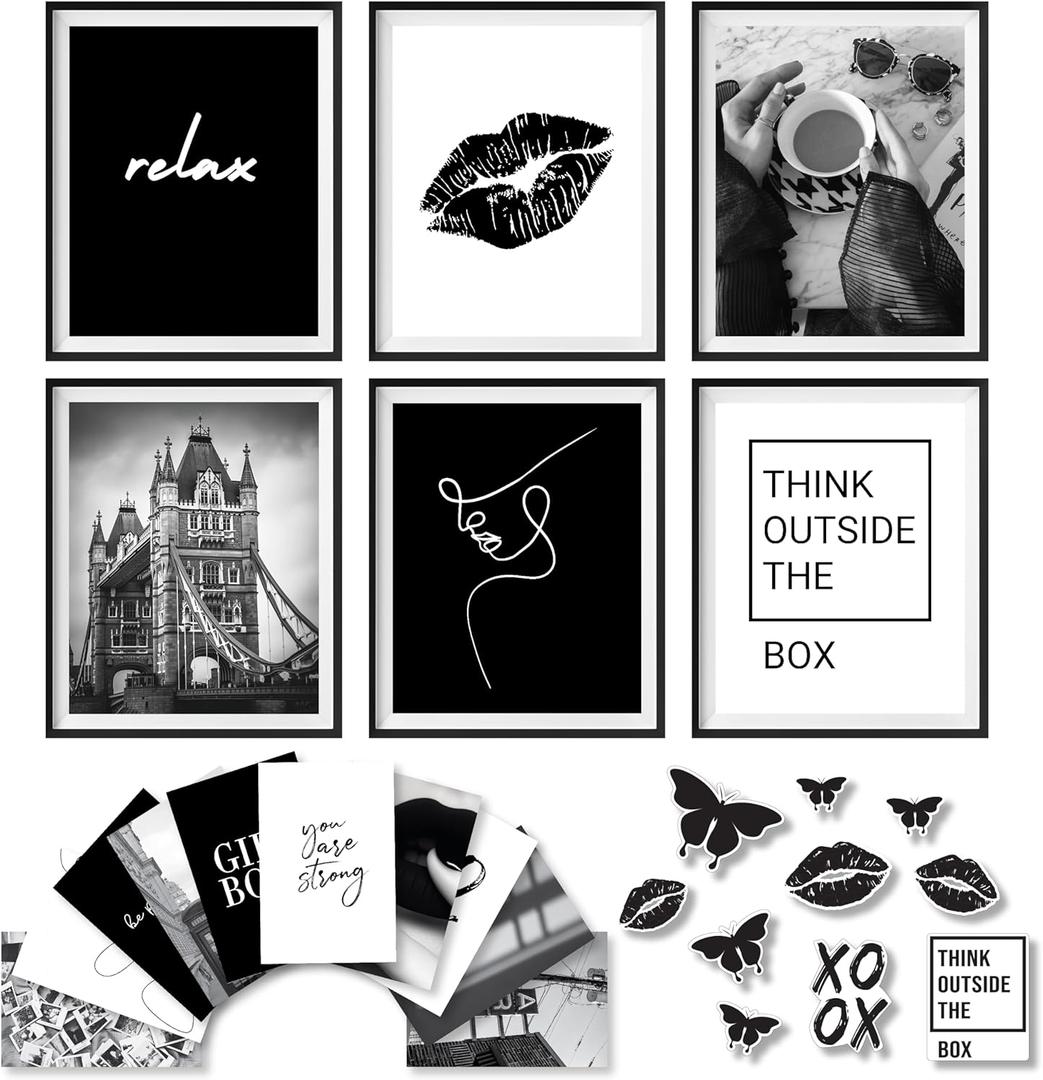 97 Decor Black and White Posters for Room Aesthetic - Black and White Wall Decor, Boy Play Bunny Art Prints, Retro Trendy Posters for Teen Girls Dorm Bedroom Office Decoration (8x10 UNFRAMED)
