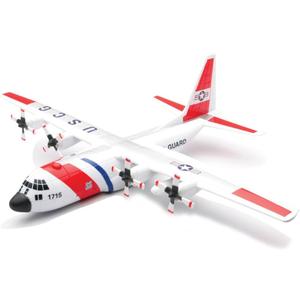 New Ray Model Kit Lockheed C-130 Hercules Transport Aircraft White and Red United States Coast Guard Snap Together Plastic Model Kit
