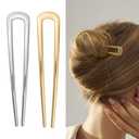 COZYISLE 1PC 4.5" Silver Metal U Shaped Hair Pins, French Hair Forks for Thick Hair, Polished Hair Accessories for Buns - Lyalis Inspired