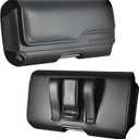 Magnetic Closure Holster for iPhone SE (2022, 2020), iPhone 8 - Leather Belt Case with Metal Belt Clip & Belt Loops Phone Pouch (Fits Slim/Battery Case) (Small)