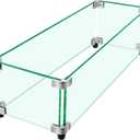 Fire Pit Wind Guard, 23.5" x 7.5" Square Tempered Glass Wind Shield for Firepit & Fire Table, Thick Glass and Easy Installation with Included Tools, Airflow Management for Stable Flame