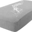 hyha Waterproof Couch Cushion Covers for Pets, Non Slip Sofa Seat Cover for Dogs Washable, Soft Thick Stretch Jacquard Fabric, Sofa Slipcovers with Elastic Bottom (1 Piece for Medium, Light Grey)