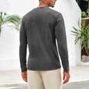 Beotyshow Mens Distressed Henley Shirts Front Placket Retro Long Sleeve Tee Shirts Casual Button Down Washed T-Shirts for Men (Black, XL)
