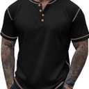 Sailwind Mens Henley Shirts Casual Lightweight Summer T-Shirt Cotton Maverick Short Sleeve, Large