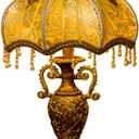 European-Style Creative Base Table Lamp, Handmade Fabric Lampshade Bedside Lamp, Warm and Romantic Bedside Lamp.(Without Bulb),Lamp b