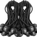 Ball Bungee Cords, Black Tie Down Cords for Tarp, Canopy Shelter, Wall Pipe, UV Resistant