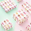 2 x FYSUIMU 6 Sheets Summer Wrapping Paper - Not Roll - Pink Bow Ice Cream Popsicle Gift Wrap Paper Folded Flat for Gathering Parties DIY Crafts, 19.7 x 27.6 Inch