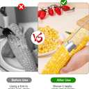 2pcs Stainless Steel Corn Cob Stripper Tool, 2025 Pro Long Handle Corn Peeler for Corn on the Cob Stripper Tool, Corn Stripper for Corn on the Cob Peelers for Kitchen Restaurant Chefs Dining