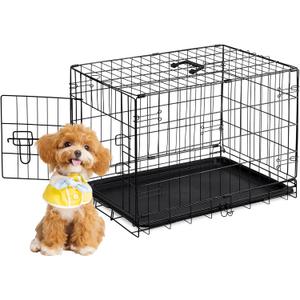 Small Dog Crate 30 Inch, Metal Wire Foldable Dog Cage Kennel