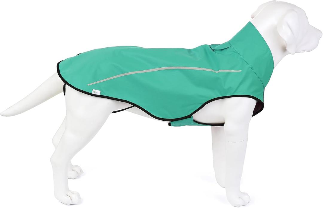 Mile High Life Dog Raincoat, Adjustable Waterproof Reflective Rain Jacket for Small Medium Large Dogs, Lightweight Breathable Pet Rain Coat with Leash Hole (Green,M Chest 26-32")
