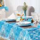 2 x 3Pcs Snowflake Tablecloth Plastic Disposable Winter Wonderland Snow Table Cover for Christmas Winter Holiday Birthday Decorations, 86.6 x 51.2 inch