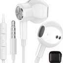 Wired Earbuds Headphones 3.5mm Jack for MP3 Player MP4 Airplane Kids School Student Aux Headset Corded Earphones with Microphone Noise Isolation Plug in Ear Buds for iPhone 6 Laptop Computer White