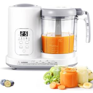 Baby Food Maker Pro Steamer Blender: 4 in 1 Auto Steam Blend and Puree Maker with Self-Clean for Healthy Baby and Toddler Meal Prep - BPA-Free (White Tochscreen)