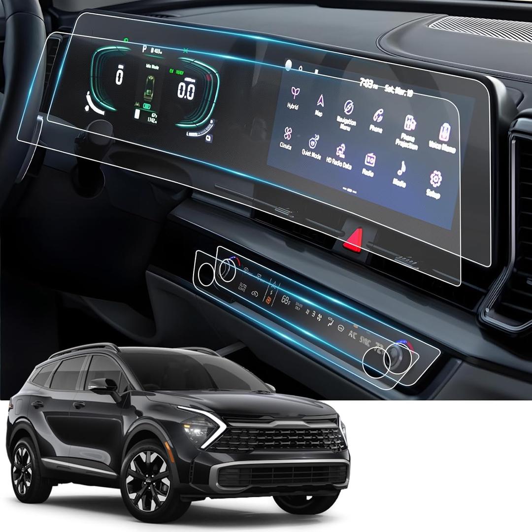 Kia Sportage Screen Protector Antiglare for 2023 2024 2025 Kia Sportage Hybrid (EX, X-line) 12.3" Infotainment Touchscreen Cover Saver Dual Panoramic Curved Display Accessories 2 Pack (US Version)