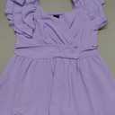 CICIDUDU Women's Summer Dress Casual Wrap V Neck Flutter Sleeve Double Layer Ruffle Wedding Guest Short Mini Dresses (M, Purple)