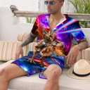 Goodstoworld Male Hawaiian Romper Fashion Zipper Slim Fit Jumpsuit with Pocket S-XXL (XXL)