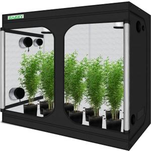 Zazzy Grow Tent, 96x48 x78 Plant Growing Tents 600D Mylar Hydroponic Indoor Grow Tent with Window, Kit Bag & Floor Tray 8x4 Growing Tent