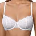Avidlove Women's Lace Bra Sexy Balconette Bras Unlined Lingerie A-D, S-2XL (White, XL)
