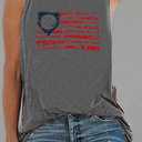 Baseball Tanks Top Women America Flag Baseball Graphic Vests Casual Sleeve Baseball Game Shirt (Gray, XXL)