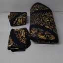 Black Quilt Set Queen Size, Boho Gold Damask Bedspread Coverlet Set Soft Lightweight Microfiber Luxury Bedding Set 3 Pieces for All Season (96"x90")