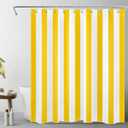 LB Yellow and White Shower Curtain for Bathroom, Modern Striped Bathroom Curtains Geometric Patterns Vertical Stripe Washable Polyester Fabric Bathroom Shower Curtains with Hooks, 60x72 Inch (60"W x 72"L (Pack of 1))