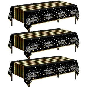 Childom 3 Pack Graduation Tablecloth, Graduation Party Decorations 2025 Black and Gold, Graduation Table Cloth 54"x108" Waterproof Plastic Disposable Tablecloth for Parties, Graduation Party Supplies Childom 3 Pack Graduation Tablecloth, Graduation Party Decorations 2025 Black and Gold, Graduation Table Cloth 54"x108" Waterproof Plastic Disposable Tablecloth for Parties, Graduation Party Supplies