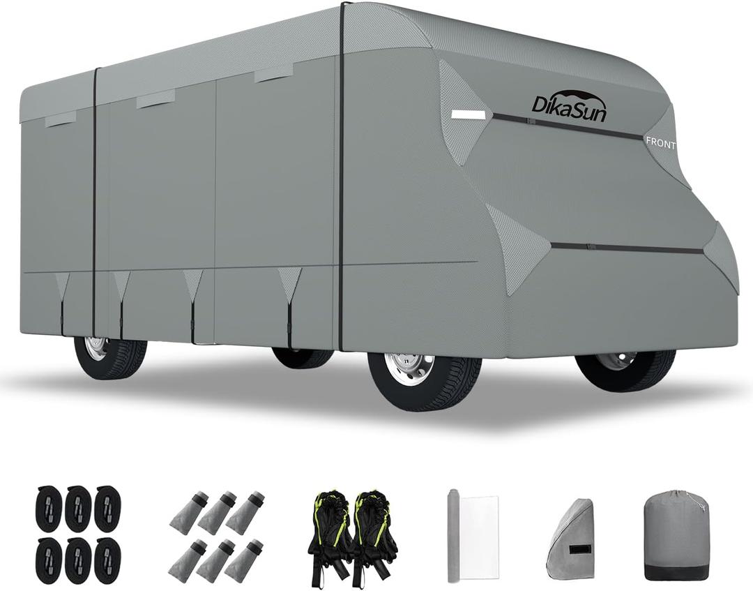 Class C RV Cover 7 Layers Top Motorhome Cover 20-23 FT Heavy Duty Anti-UV Camper Cover Windproof Ripstop Class C Travel Trailer Cover