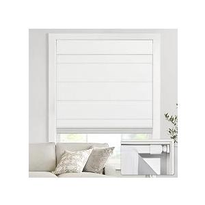UNISHADES No Drill Cordless Roman Shades, 29×64 in, Room Darkening White