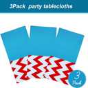 Irenare 3 Pcs Striped Tablecloth Disposable Plastic Tablecloth 54 x 108 Red and White Striped Blue Decorations Table Cover Baby Shower Party Decorations for Camping Birthday Wedding