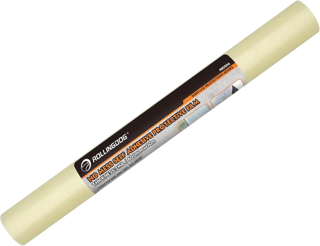 ROLLINDOG 2Mil Self Adhesive Clear Protective Glass Film 24 Inch x 100 Ft